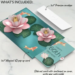 Lovepop Birthday|Koi Fish and Lotus 60th Birthday Pop-Up Card and Sentiment Set