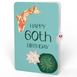 Lovepop Birthday|Koi Fish and Lotus 60th Birthday Pop-Up Card and Sentiment Set
