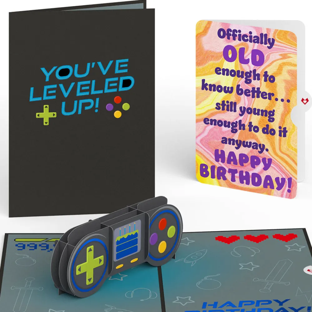 Lovepop Birthday|Him|Leveled Up Gamer Birthday Pop-Up Card and Sentiment Set
