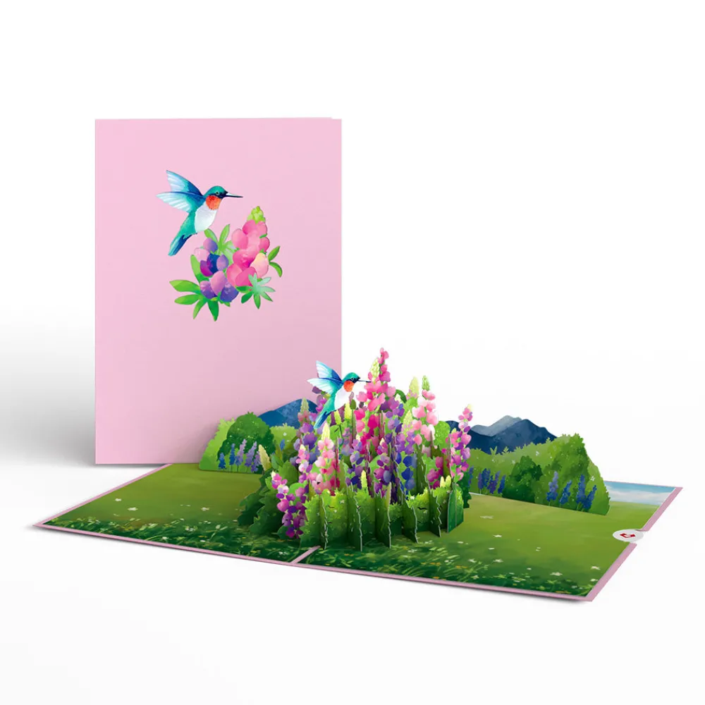 Lovepop Greeting Cards|Get Well|Lupine Hummingbird Pop-Up Card