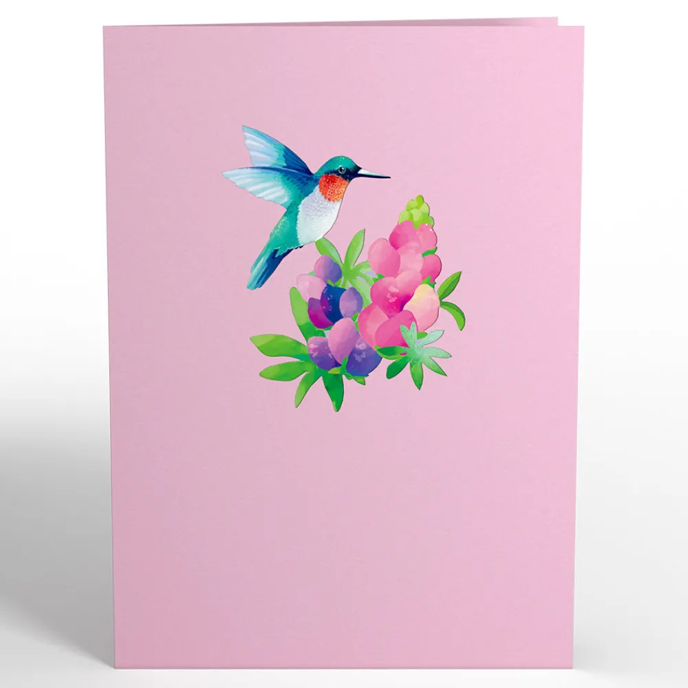 Lovepop Greeting Cards|Get Well|Lupine Hummingbird Pop-Up Card
