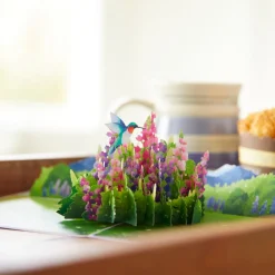 Lovepop Greeting Cards|Get Well|Lupine Hummingbird Pop-Up Card