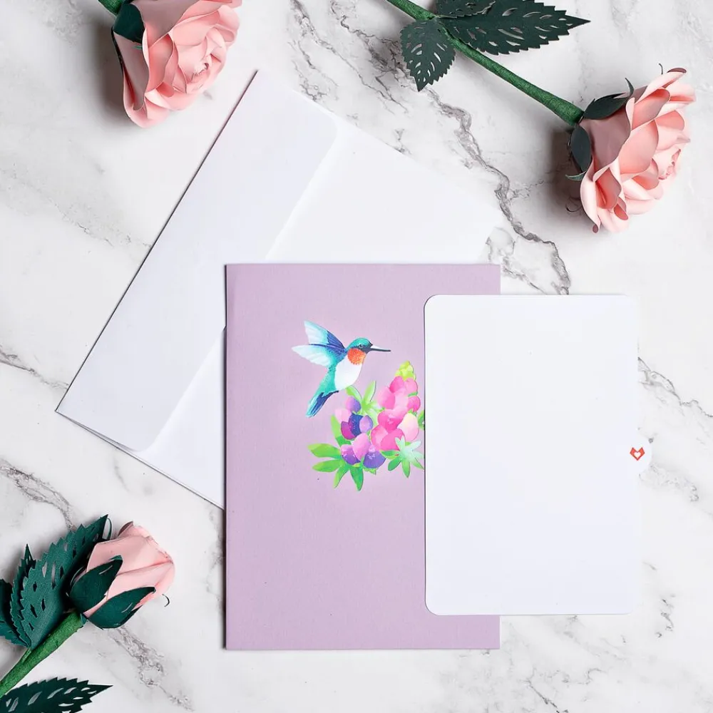Lovepop Greeting Cards|Get Well|Lupine Hummingbird Pop-Up Card