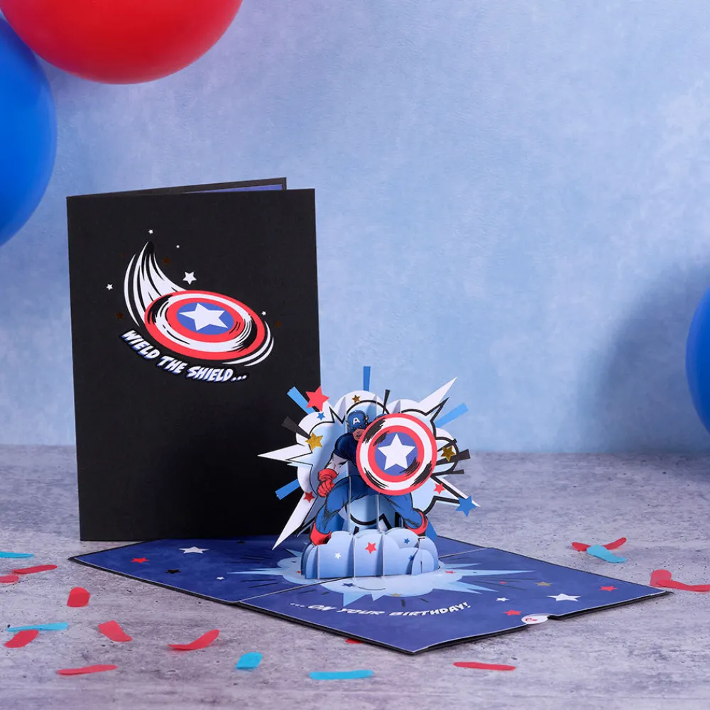 Lovepop Greeting Cards|Birthday|Marvel's Avengers Captain America Birthday Pop-Up Card