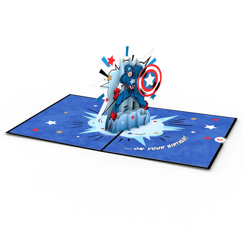 Lovepop Greeting Cards|Birthday|Marvel's Avengers Captain America Birthday Pop-Up Card