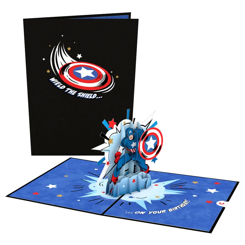 Lovepop Greeting Cards|Birthday|Marvel's Avengers Captain America Birthday Pop-Up Card