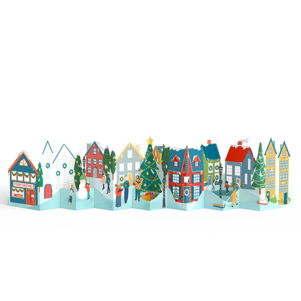 Lovepop Christmas 12/25|Merry Christmas Village Loooooong Card™ (Expands to 2 feet)