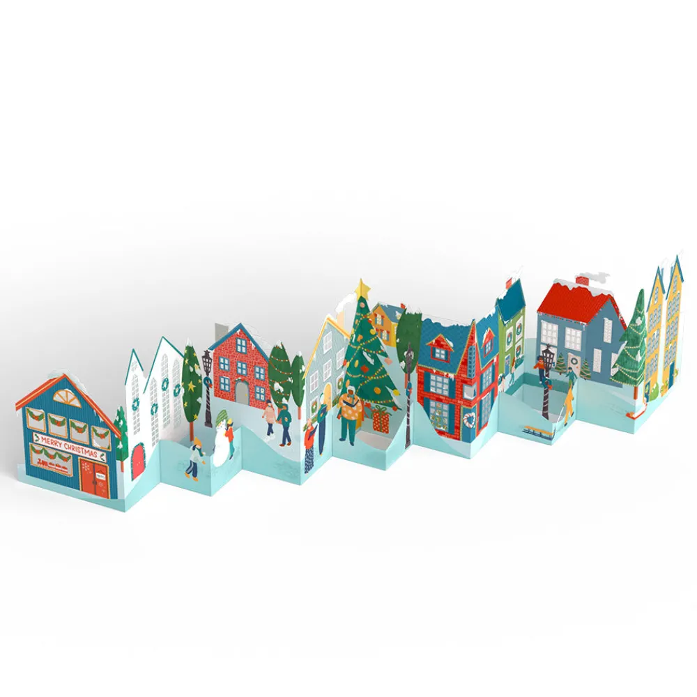 Lovepop Christmas 12/25|Merry Christmas Village Loooooong Card™ (Expands to 2 feet)