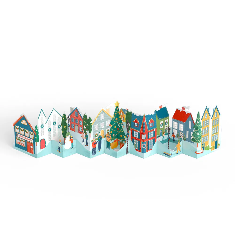 Lovepop Christmas 12/25|Merry Christmas Village Loooooong Card™ (Expands to 2 feet)
