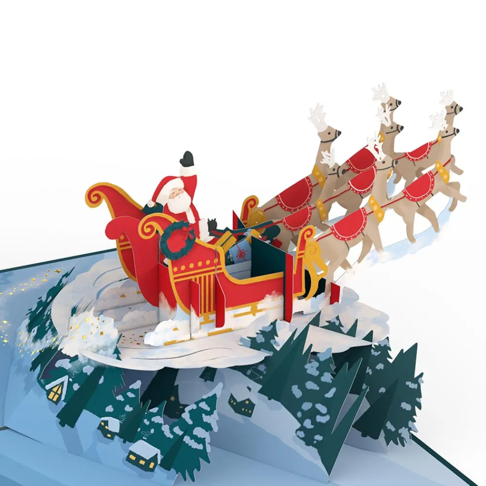 Lovepop Greeting Cards|Christmas 12/25|Night Sky Santa Sleigh Pop-Up Card