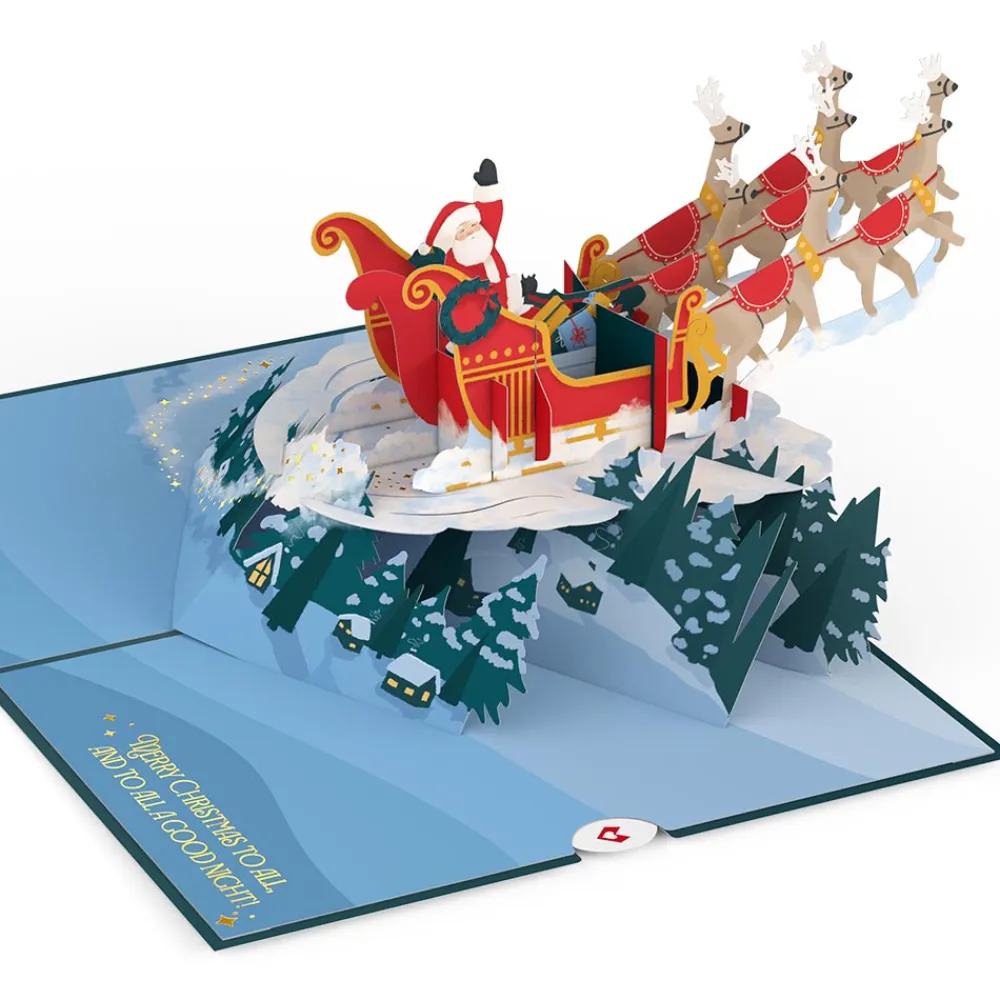 Lovepop Greeting Cards|Christmas 12/25|Night Sky Santa Sleigh Pop-Up Card