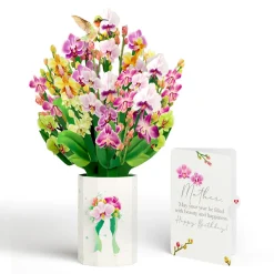 Lovepop Pop-Up Bouquets|Birthday|Orchid Birthday Bouquet and Sentiment Set for Mother