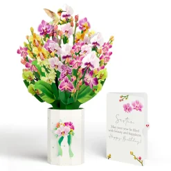 Lovepop Pop-Up Bouquets|Orchid Birthday Bouquet and Sentiment Set for Sister