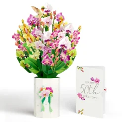 Lovepop Pop-Up Bouquets|Orchid 50th Birthday Bouquet and Sentiment Set
