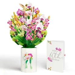 Lovepop Pop-Up Bouquets|Orchid 60th Birthday Bouquet and Sentiment Set