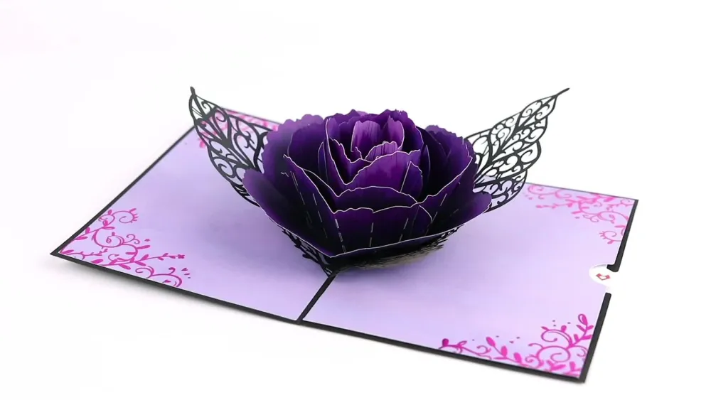 Lovepop Greeting Cards|Halloween 10/31|Ornate Purple Rose Bloom Pop-Up Card