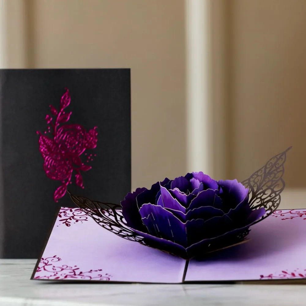 Lovepop Greeting Cards|Halloween 10/31|Ornate Purple Rose Bloom Pop-Up Card