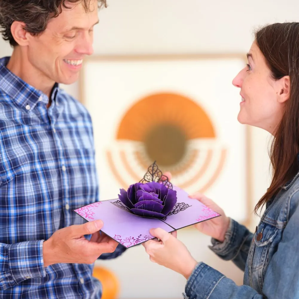 Lovepop Greeting Cards|Halloween 10/31|Ornate Purple Rose Bloom Pop-Up Card