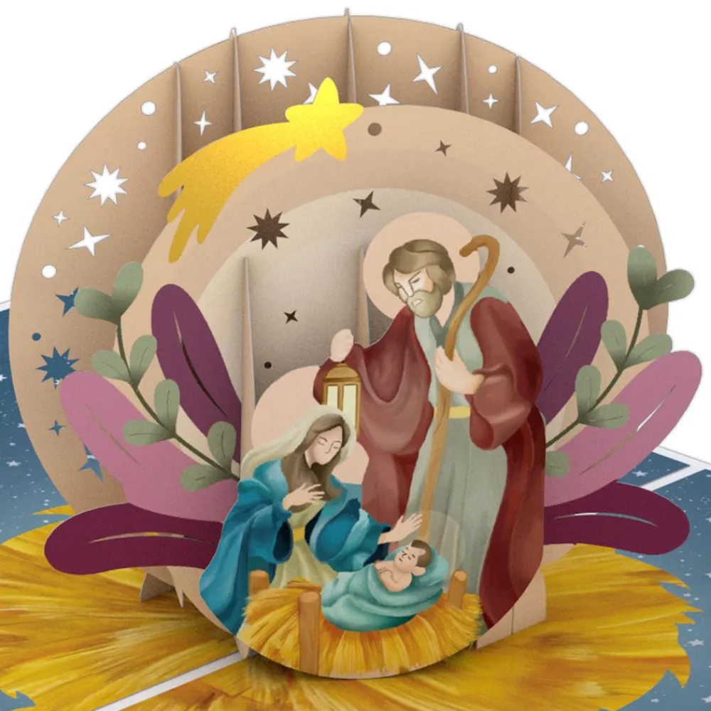 Lovepop Greeting Cards|Religious|Painted Celestial Nativity Pop-Up Card