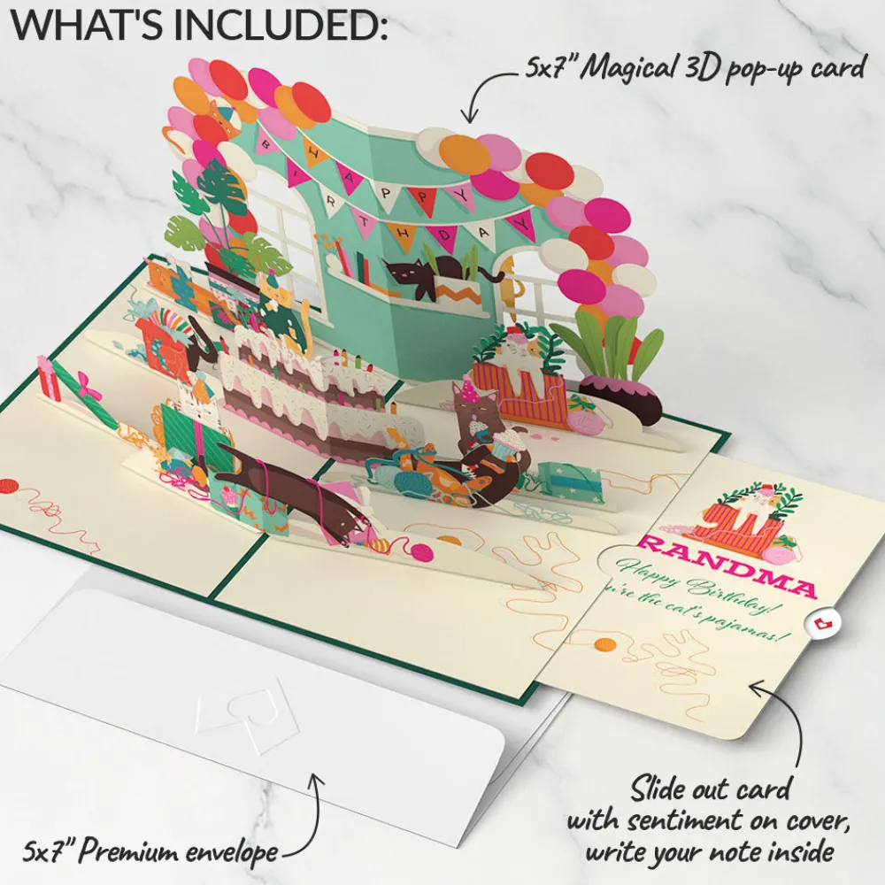 Lovepop Birthday|Party Cats Birthday Pop-Up Card and Sentiment Set for Grandma