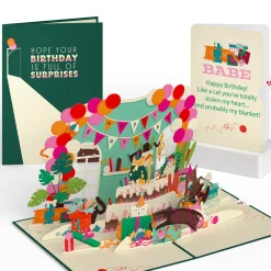 Lovepop Birthday|Party Cats Birthday Pop-Up Card and Sentiment Set for Babe