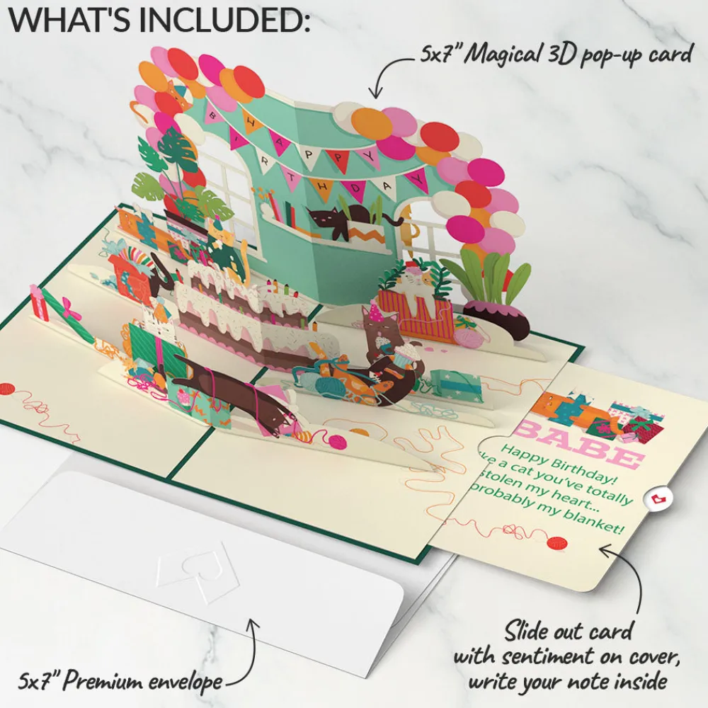 Lovepop Birthday|Party Cats Birthday Pop-Up Card and Sentiment Set for Babe