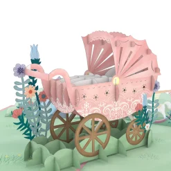 Lovepop Greeting Cards|Baby|Pink Baby Carriage Pop-Up Card