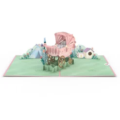 Lovepop Greeting Cards|Baby|Pink Baby Carriage Pop-Up Card