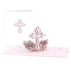 Lovepop Greeting Cards|Religious|Pink Floral Cross Pop-Up Card
