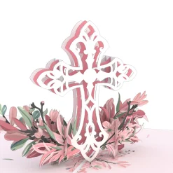 Lovepop Greeting Cards|Religious|Pink Floral Cross Pop-Up Card