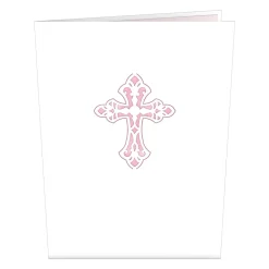 Lovepop Greeting Cards|Religious|Pink Floral Cross Pop-Up Card