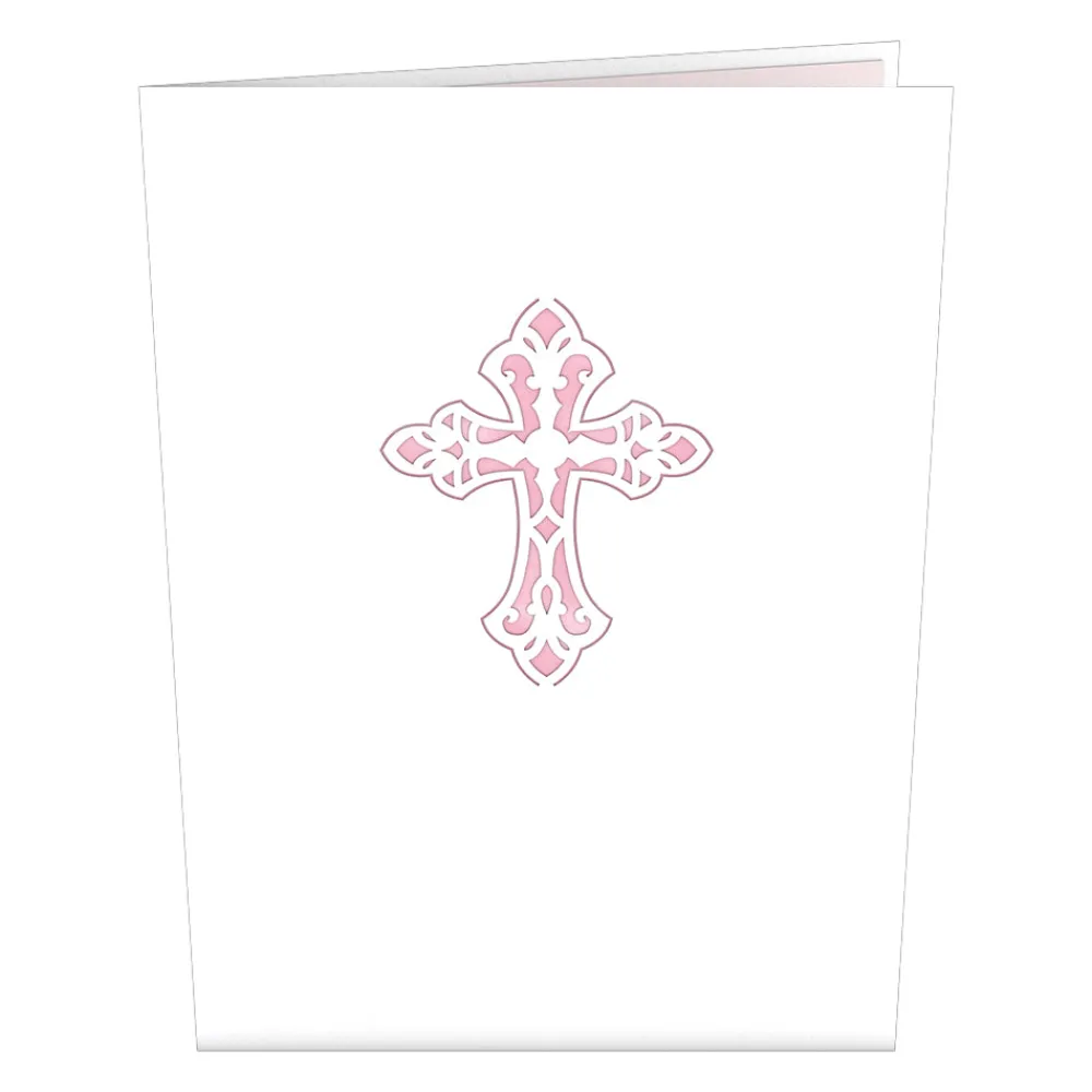 Lovepop Greeting Cards|Religious|Pink Floral Cross Pop-Up Card