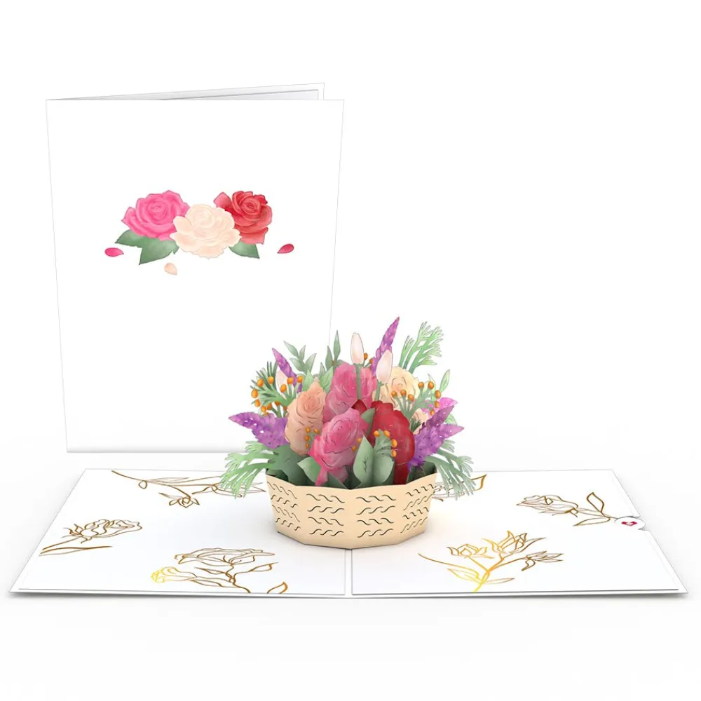 Lovepop Greeting Cards|Birthday|Pink Rose Basket Pop-Up Card