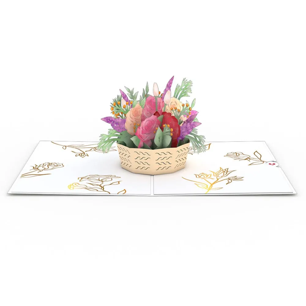 Lovepop Greeting Cards|Birthday|Pink Rose Basket Pop-Up Card