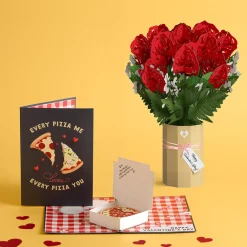 Lovepop Pop-Up Bouquets|Card & Gift Bundles|Pizza and Roses Valentine Bundle