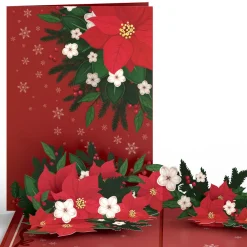 Lovepop Greeting Cards|Poinsettia & Pine Pop-Up Card