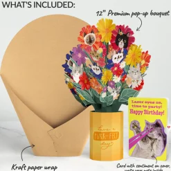 Lovepop Pop-Up Bouquets|Purr-fect Cat Birthday Bouquet and Cat Laser Eyes Sentiment Set