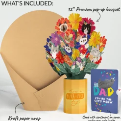Lovepop Pop-Up Bouquets|Dad|Purr-fect Cat Birthday Bouquet and Sentiment Set for Dad