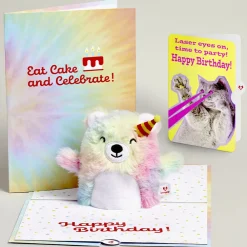 Lovepop Plushpop|Birthday|Rainbow Bear with Cat Laser Eyes Birthday Plushpop Card and Sentiment Set
