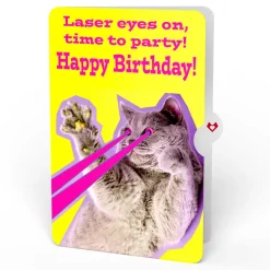 Lovepop Plushpop|Birthday|Rainbow Bear with Cat Laser Eyes Birthday Plushpop Card and Sentiment Set