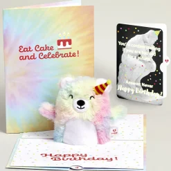 Lovepop Plushpop|Birthday|Rainbow Bear with The Thinker Birthday Plushpop Card and Sentiment Set