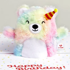 Lovepop Plushpop|Birthday|Rainbow Bear with The Thinker Birthday Plushpop Card and Sentiment Set