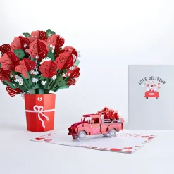 Lovepop Pop-Up Bouquets|Card & Gift Bundles|Red Rose Love Delivery Truck Bundle