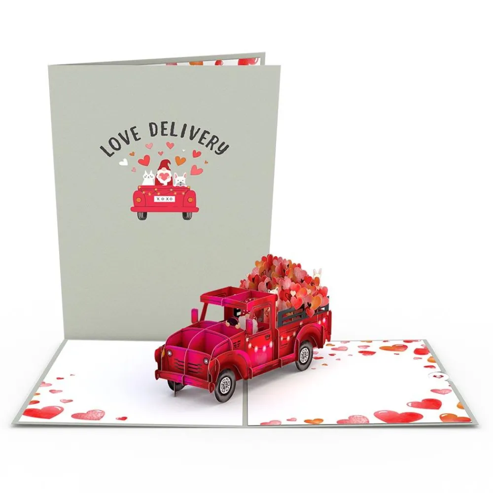 Lovepop Pop-Up Bouquets|Card & Gift Bundles|Red Rose Love Delivery Truck Bundle