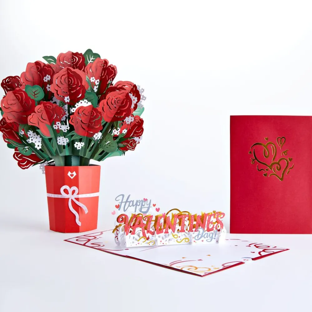 Lovepop Pop-Up Bouquets|Card & Gift Bundles|Red Rose Valentine’s Day Bundle