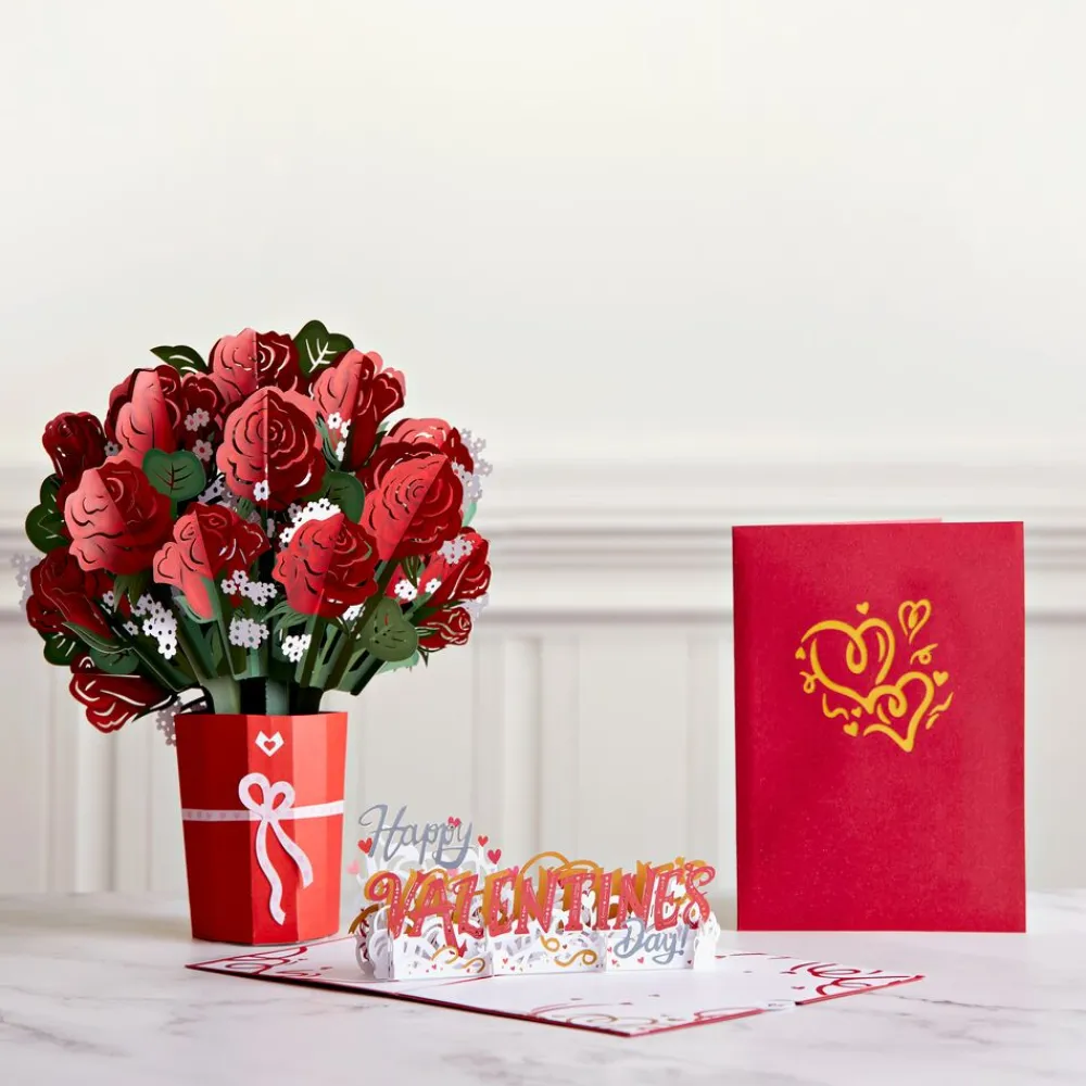 Lovepop Pop-Up Bouquets|Card & Gift Bundles|Red Rose Valentine’s Day Bundle