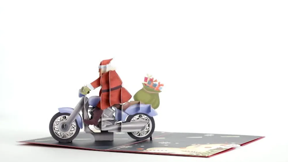 Lovepop Greeting Cards|Christmas 12/25|Santa Biker Pop-Up Card