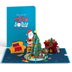 Lovepop Greeting Cards|Christmas 12/25|Santa Decorating a Christmas Tree Pop-Up Card