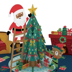 Lovepop Greeting Cards|Christmas 12/25|Santa Decorating a Christmas Tree Pop-Up Card