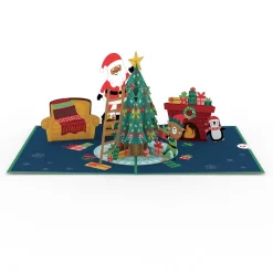 Lovepop Greeting Cards|Christmas 12/25|Santa Decorating a Christmas Tree Pop-Up Card